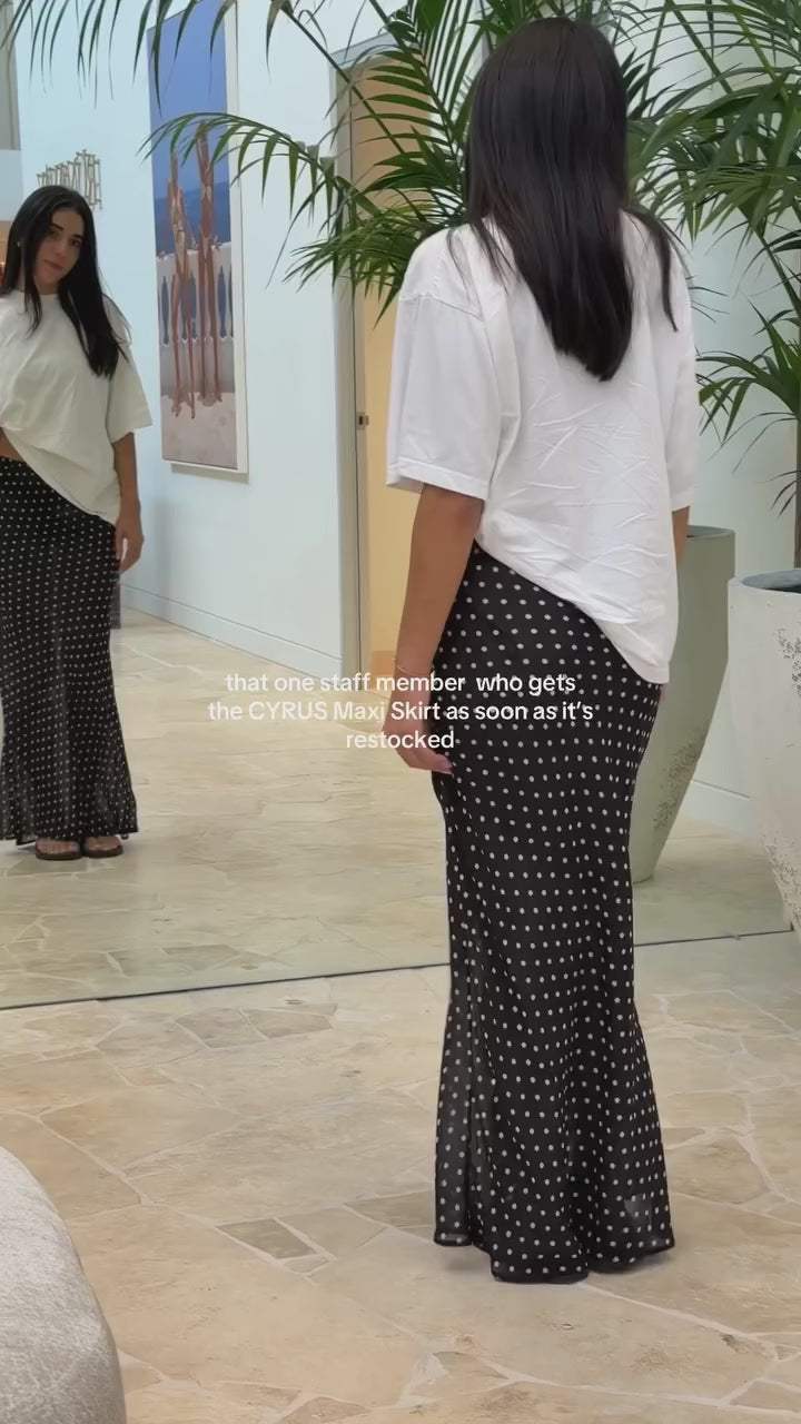 Cyrus Maxi Skirt - Black Polka