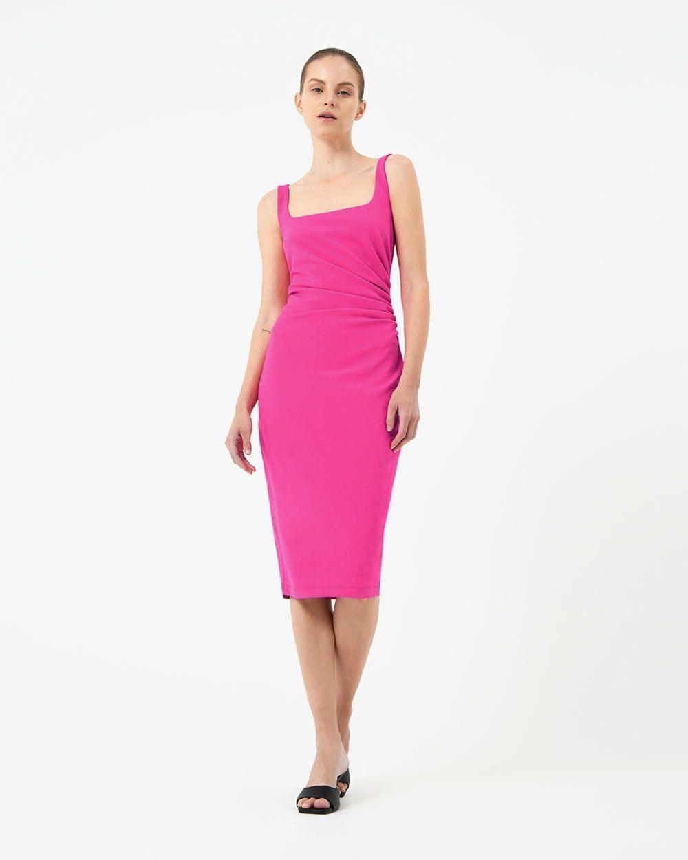 Rae Side-Gathered Dress - Pink - JAUS