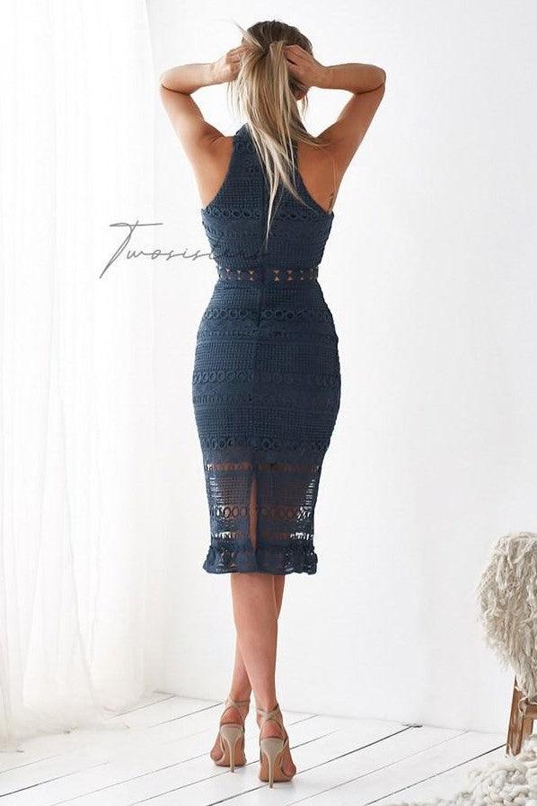 Rivers Midi Dress - Steel BLUE