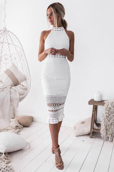 Rivers Midi Dress - White - SHOPJAUS - JAUS