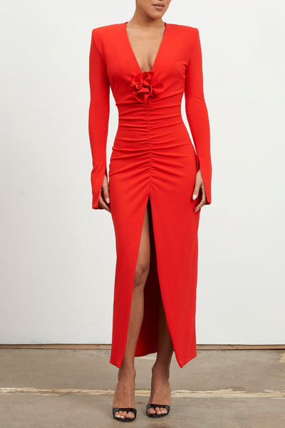 Rosita Midi Dress - Red - JAUS