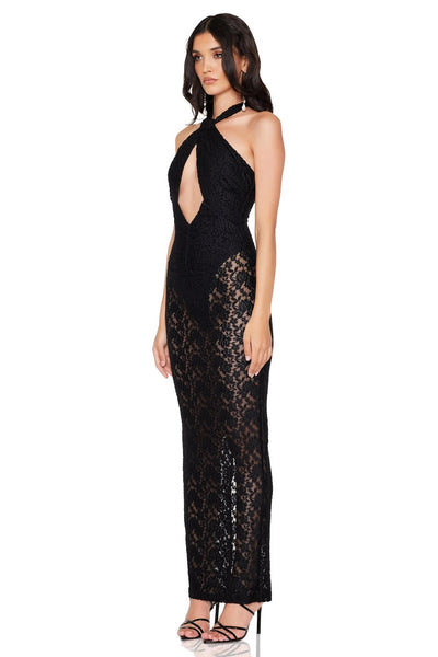 Nookie Roxana Halter Gown - Unlined Black - SHOPJAUS - JAUS