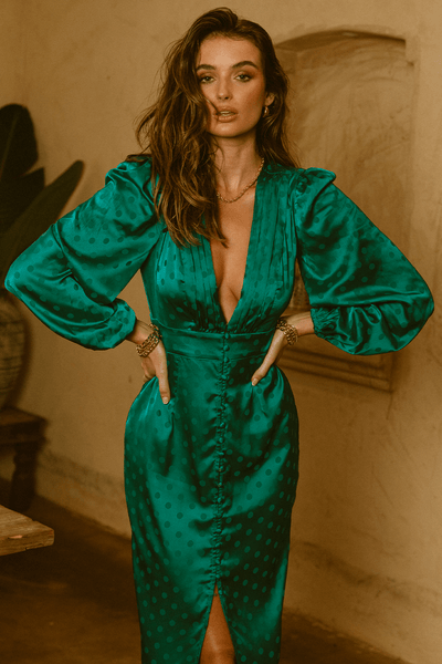 Rubi Midi Dress - Emerald Spot - JAUS