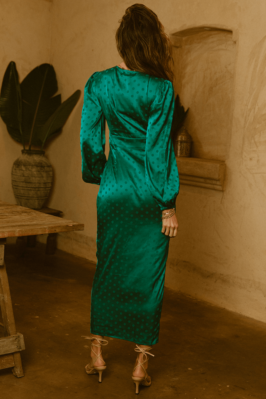 Rubi Midi Dress - Emerald Spot - JAUS