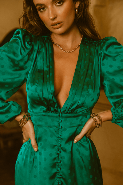 Rubi Midi Dress - Emerald Spot - JAUS