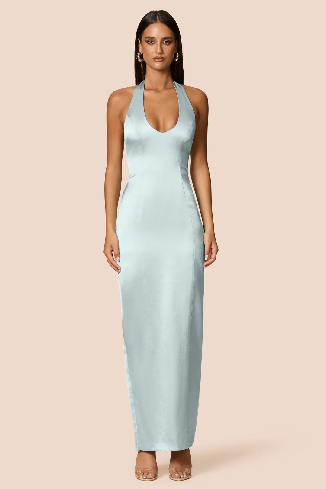 ワンピースその他 IVY OAK Noel light aqua satin dress NOEL dress light blue | with crossed straps