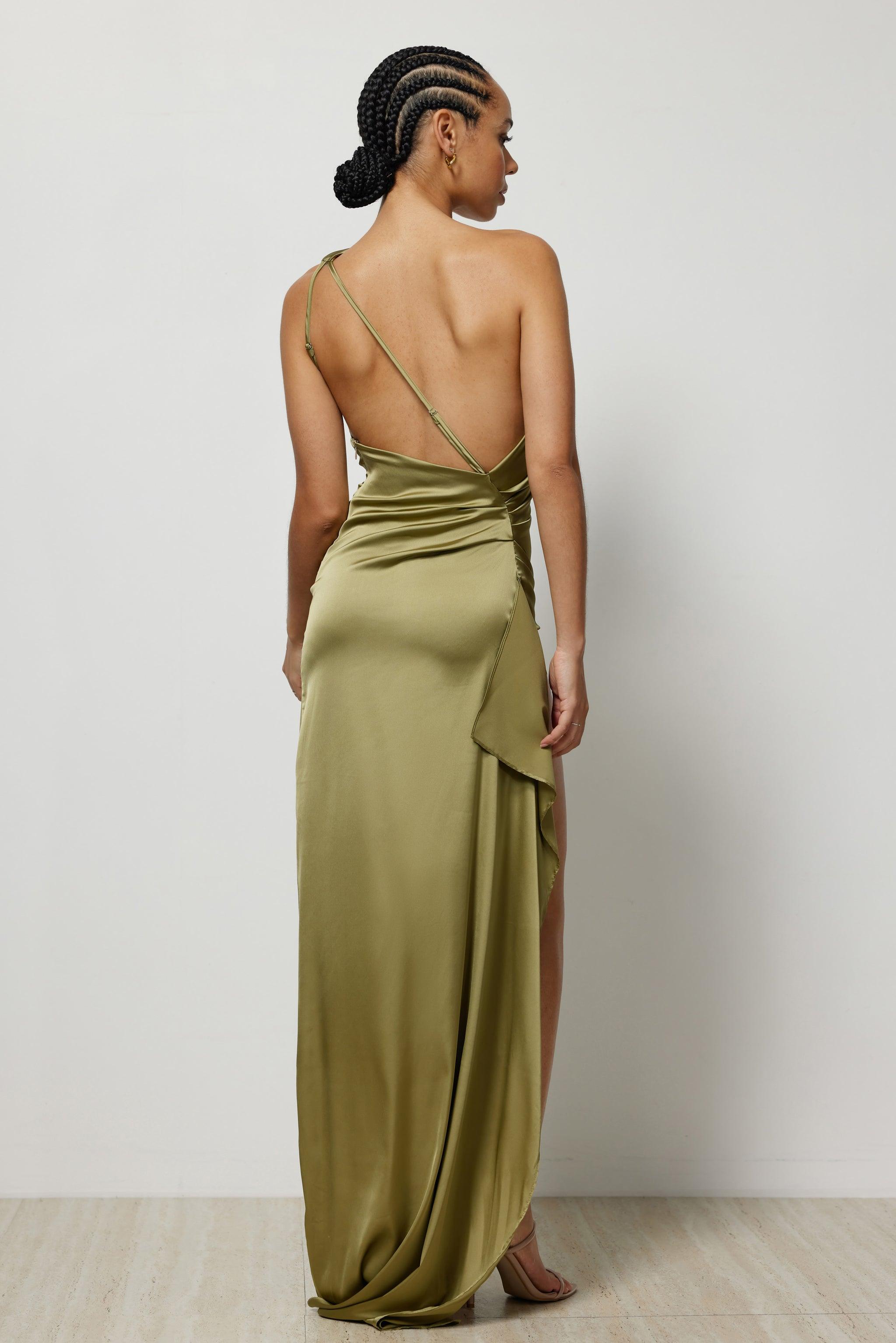 shona joy giselle cocktail midi dress Samira Dress - Olive