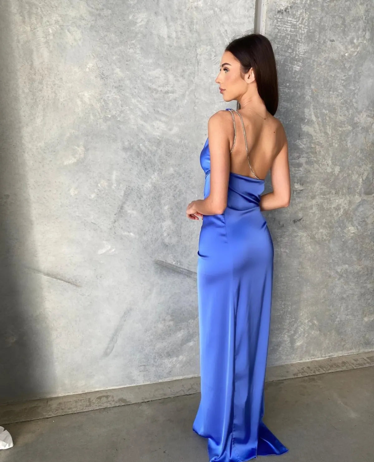 Samira Dress - Pacific Blue Diamante Strap - JAUS