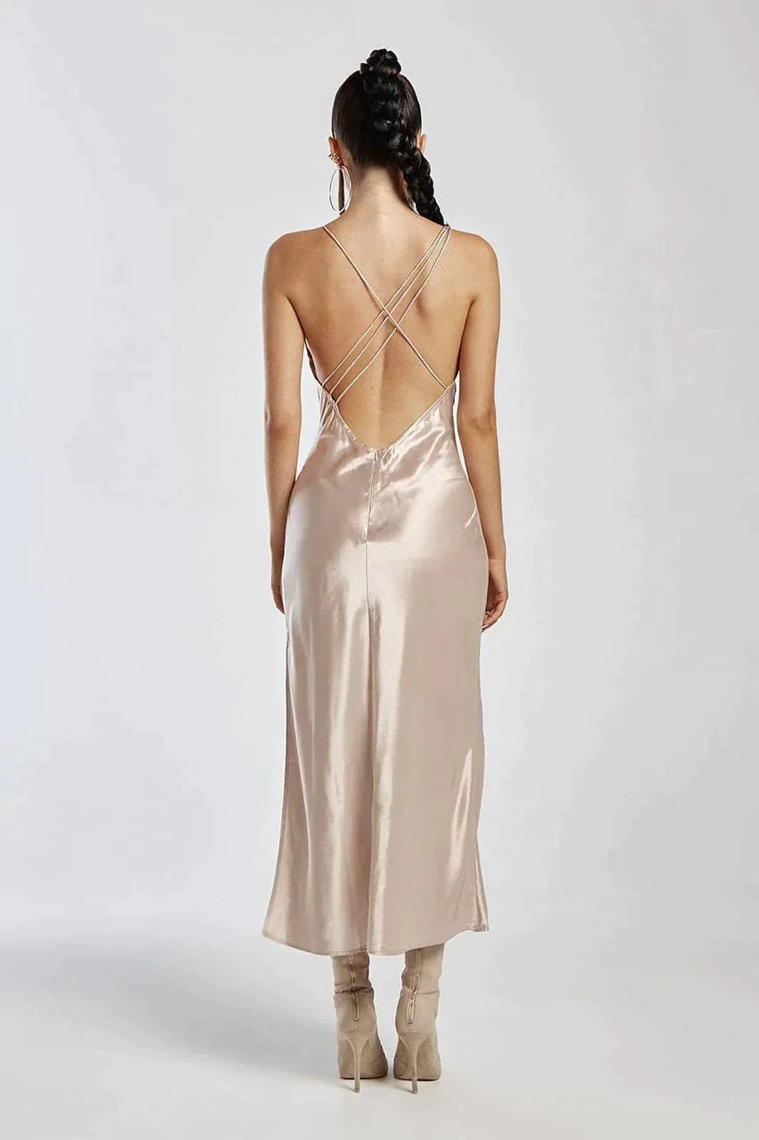 Sariah Slip Dress - Champagne - JAUS