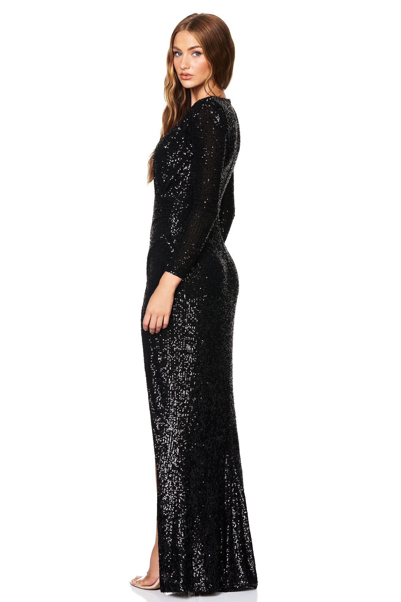 nookie sensation mini dress Nookie Sensation Plunge LS Gown - Black