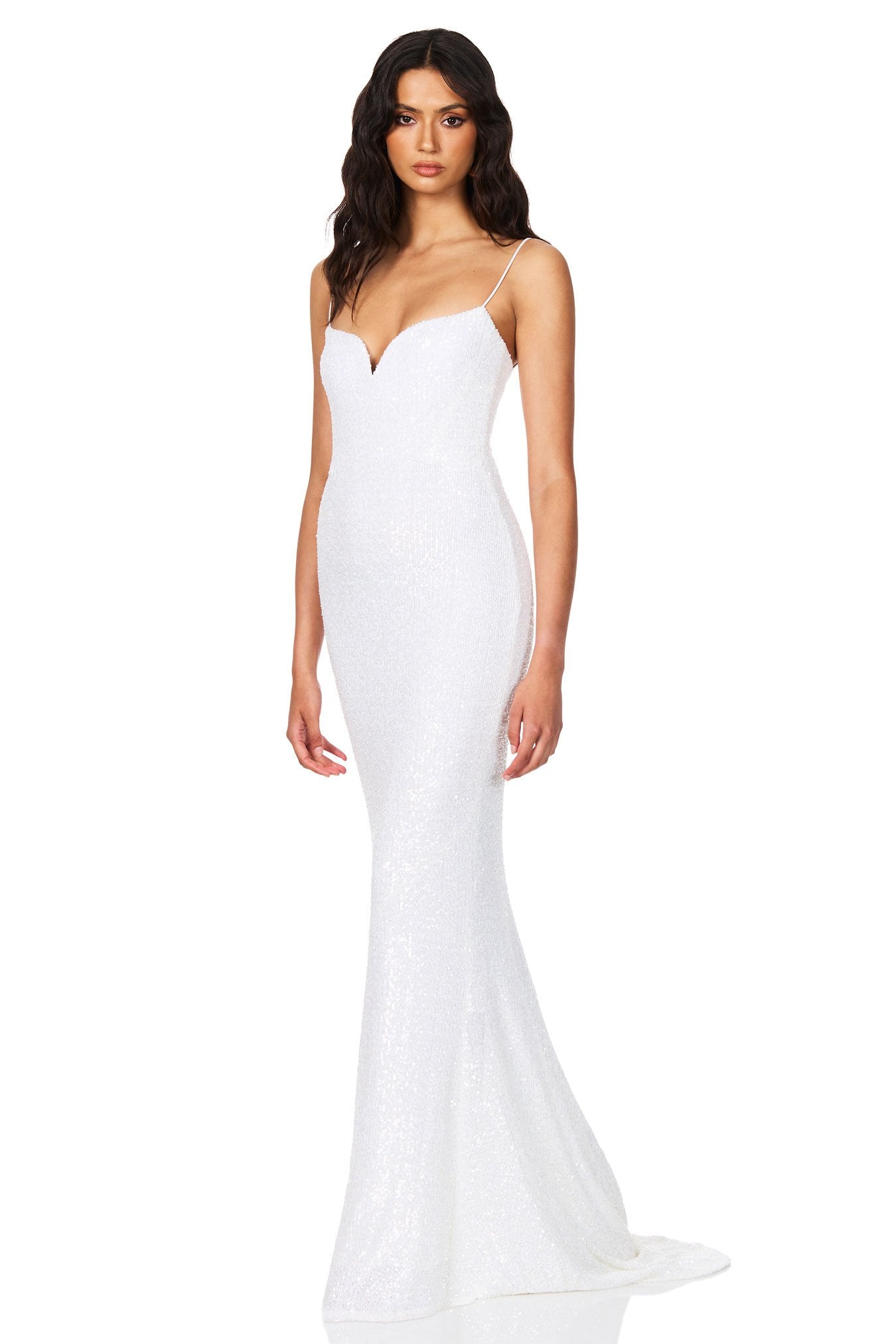 Nookie Serena Sequin Gown - White | JAUS Nookie Serena Sequin Gown - White | JAUS