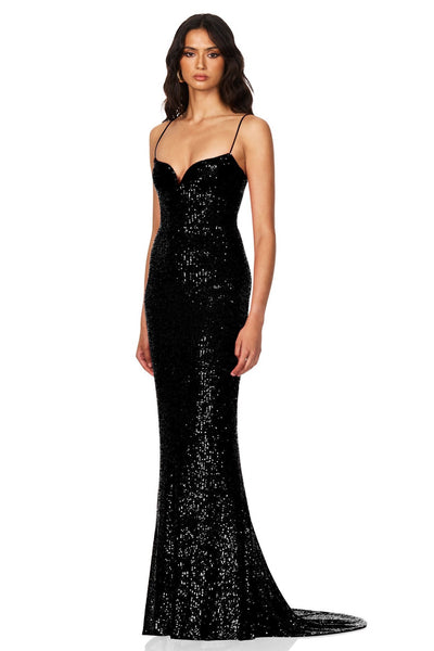 Nookie Serena Sequin Gown - Black - SHOPJAUS - JAUS