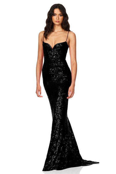 Nookie Serena Sequin Gown - Black - SHOPJAUS - JAUS