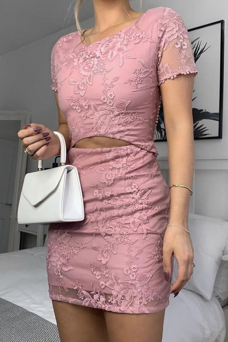 Shay Lace Dress - Pink - SHOPJAUS - JAUS