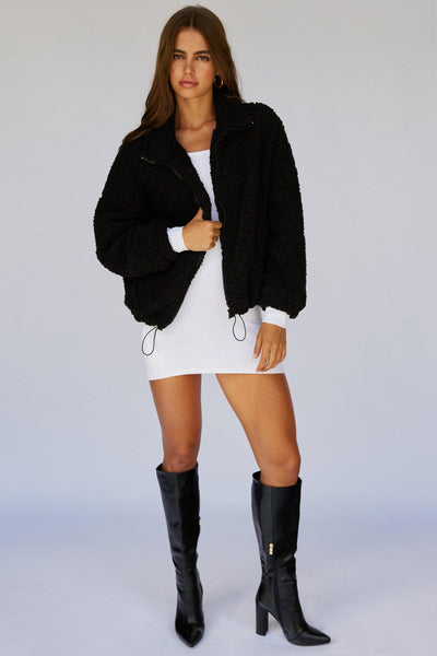 Sheepish Plush Jacket - Black - JAUS