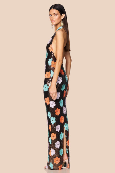Nookie Sienna Halter Gown - Floral Sequin - SHOPJAUS - JAUS