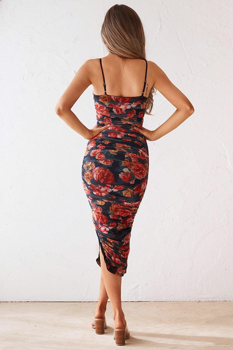 Floral Print Topshop Red Floral Slip Dress Sally Midi Dress Deep