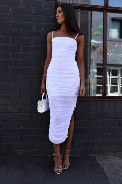 Sienna Midi Dress - White - SHOPJAUS - JAUS