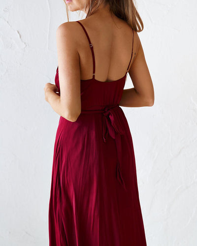 Siren Midi Dress - Wine - JAUS