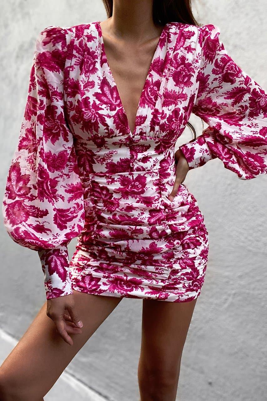 Stevin Dress - Hot Pink Floral | JAUS Stevin Dress - Hot Pink Floral | JAUS