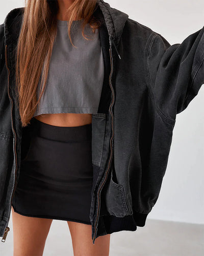Sweat Mini Skirt - Charcoal - JAUS