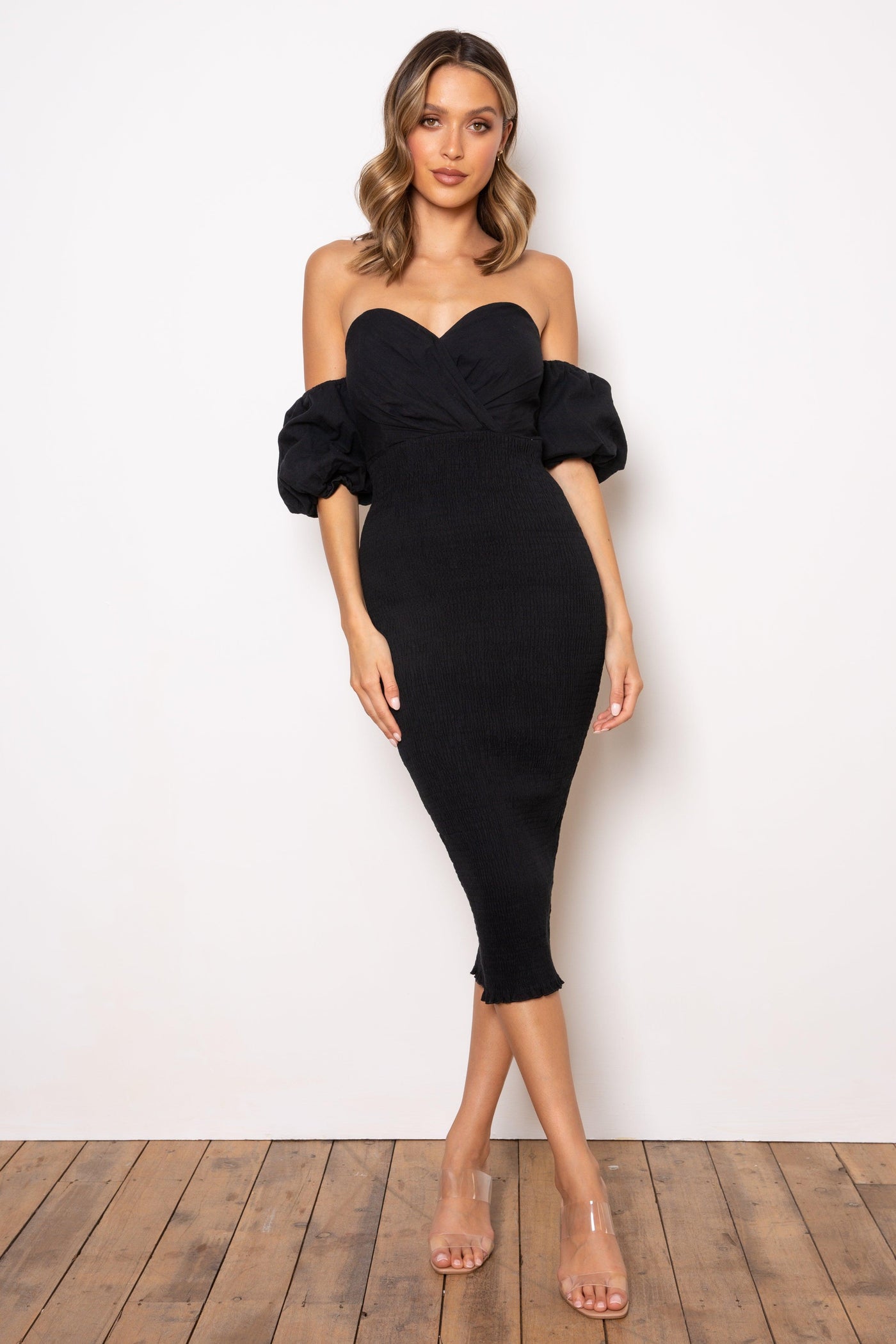 Sweetie Midi Dress - Black - JAUS