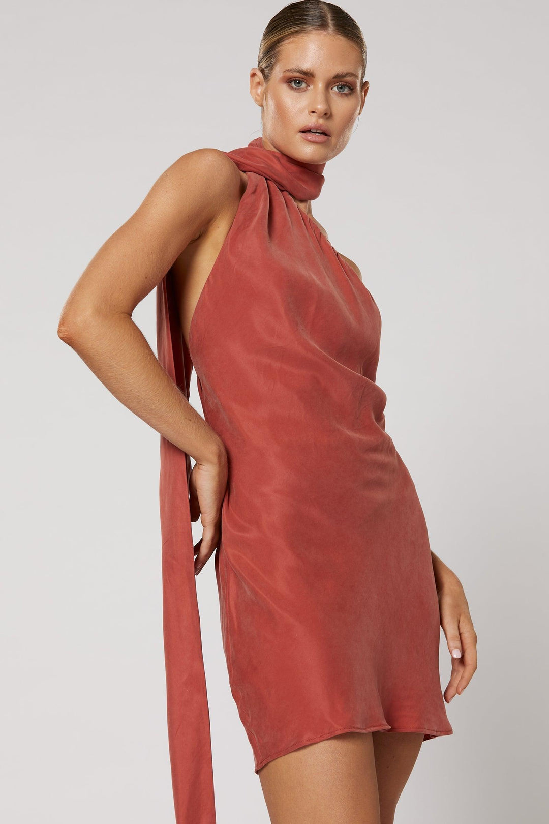 copper satin mini dress Tammin Short Dress - Copper