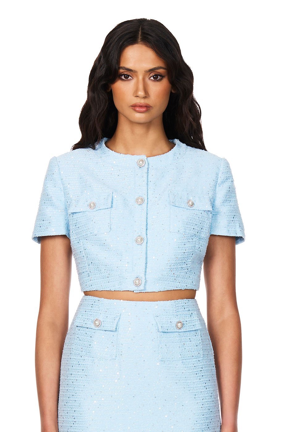 Nookie Tarsha Tweed Crop - Blue - SHOPJAUS - JAUS