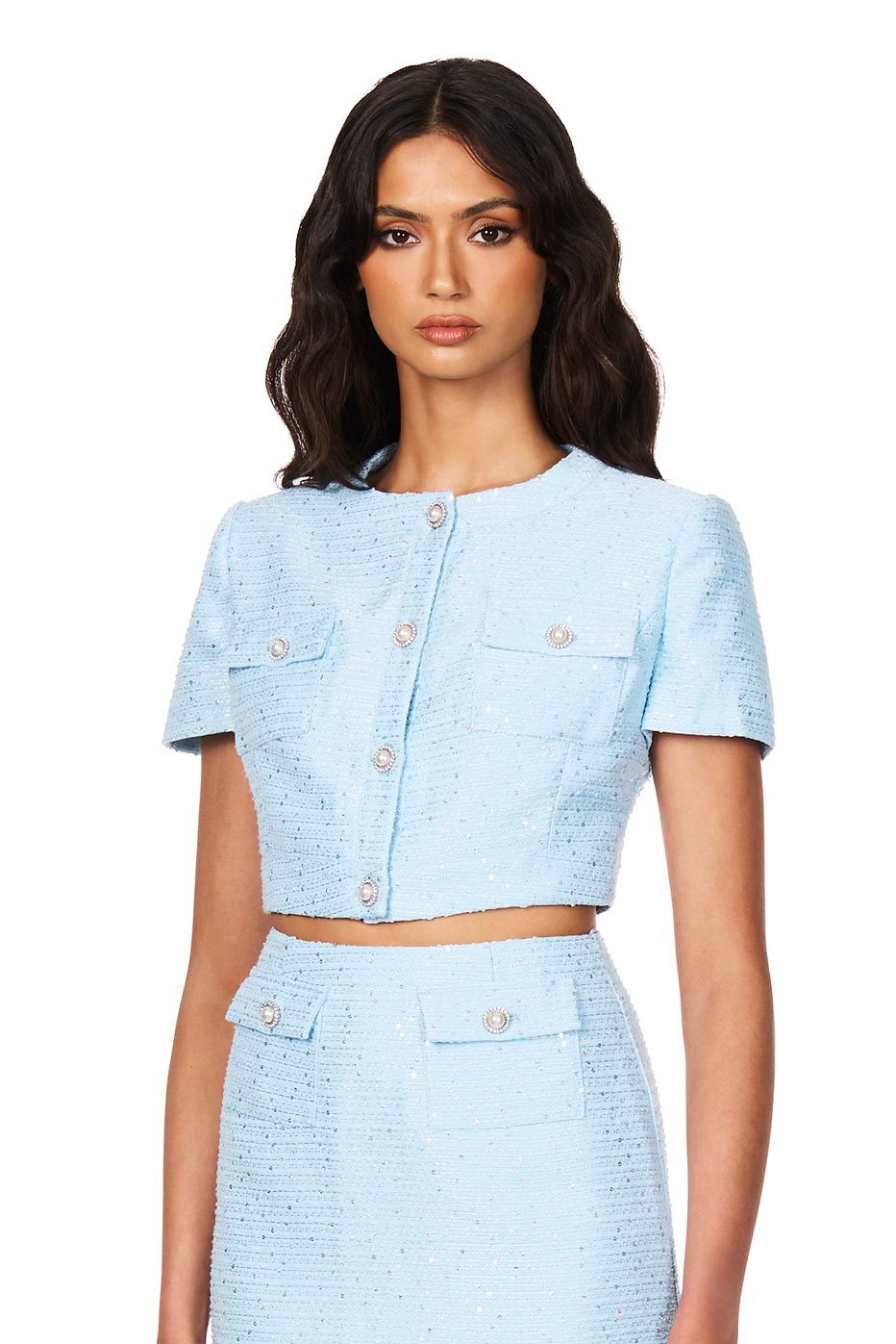Nookie Tarsha Tweed Crop - Blue - SHOPJAUS - JAUS