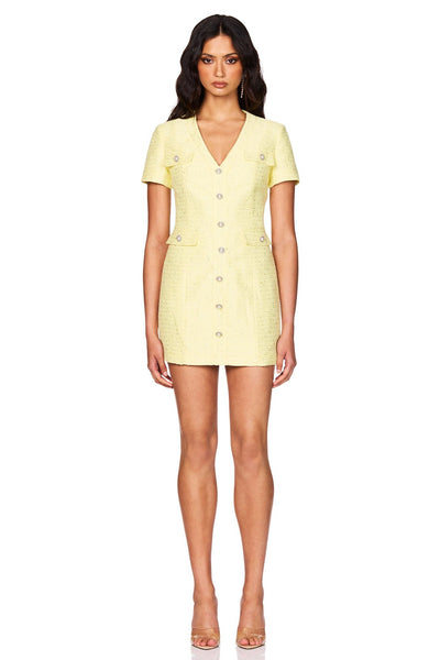 Nookie Tarsha Tweed Mini Dress - Lemon - SHOPJAUS - JAUS