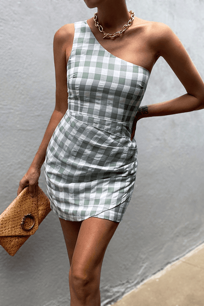 Tegan Mini Dress - Sage Check - JAUS