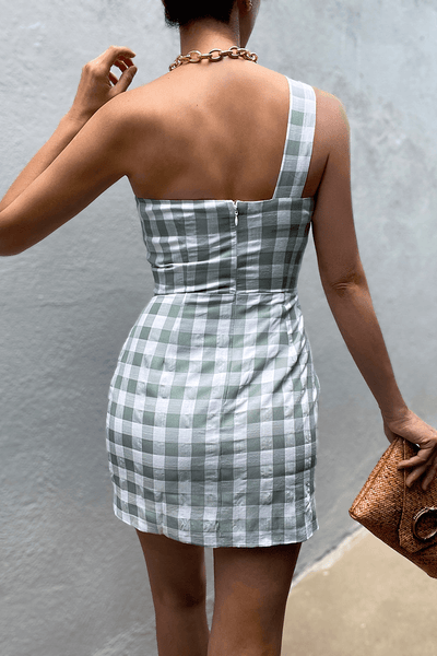 Tegan Mini Dress - Sage Check - JAUS