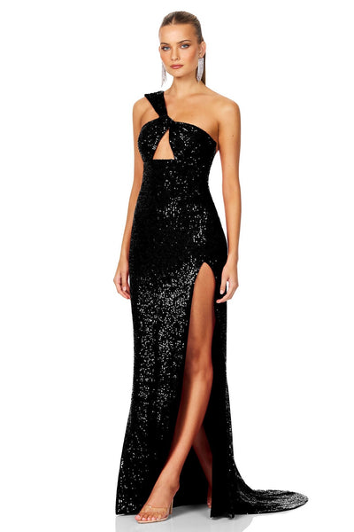 Nookie Therese Sequin Gown - Black - SHOPJAUS - JAUS