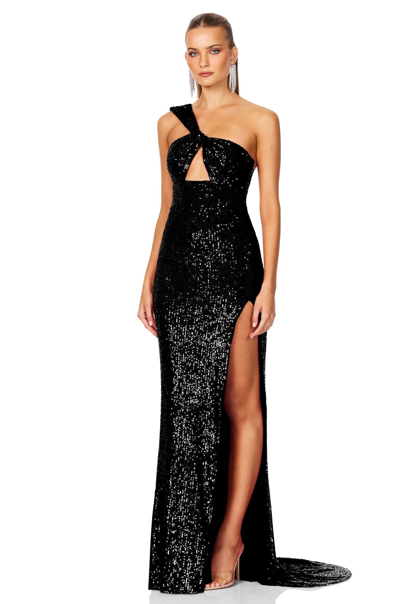 Nookie Therese Sequin Gown - Black - SHOPJAUS - JAUS