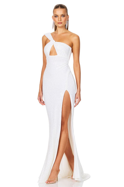 Nookie Therese Sequin Gown - White - SHOPJAUS - JAUS