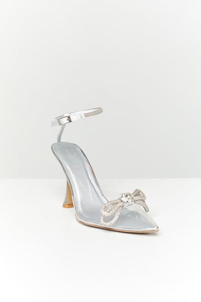 Valery Diamante Heels - Clear/Silver - JAUS
