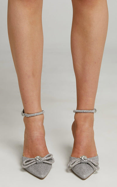 Valery Diamante Heels - Silver Glitter - JAUS