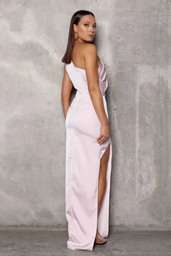 Elle Zeitoune Wenona One Shoulder Gown in Champagne Pink, Size 6 AU Elle Zeitoune Wenona One Shoulder Gown in Champagne Pink, Size 6 AU