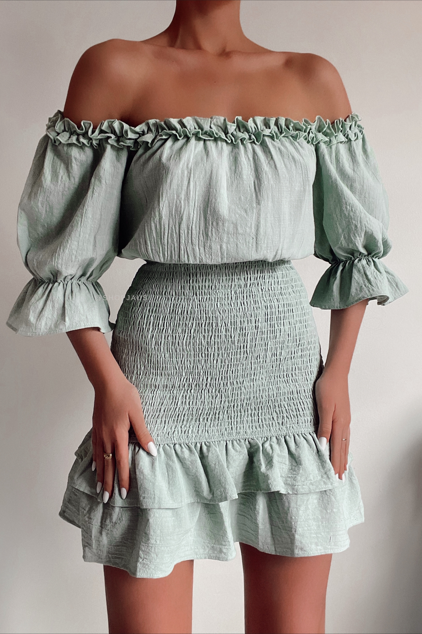Joey Mini Dress - Sage - SHOPJAUS - JAUS