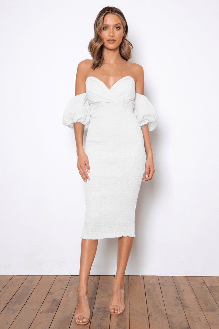 tight white midi dress Noosa Midi Dress